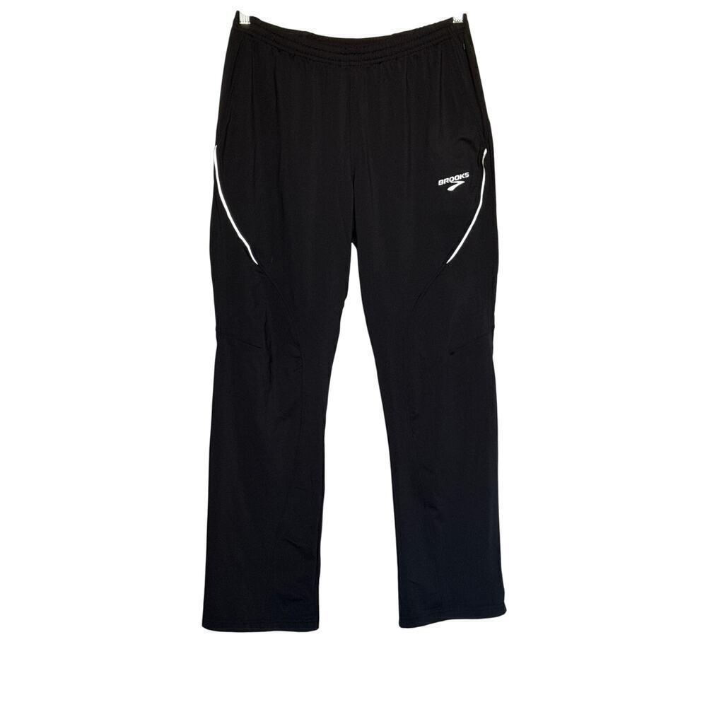 Brooks Mens Athletic Jogger Sweatpants Drawstring Black Size S Side Zip
